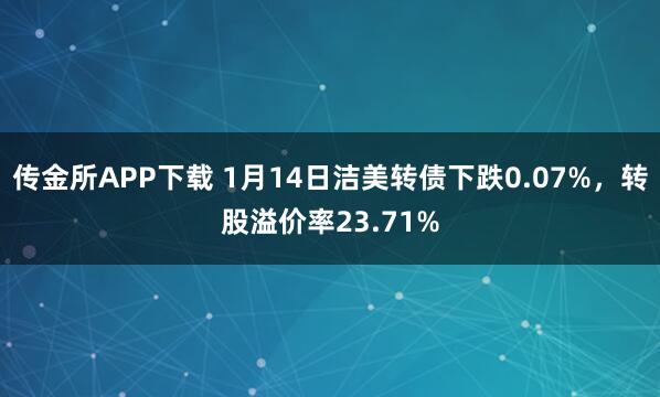 传金所APP下载 1月14日洁美转债下跌0.07%,转股溢价率23.71%